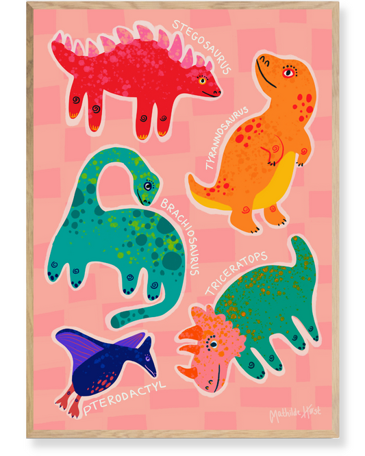 Dinosaur-plakat til børneværelset Nymaane
