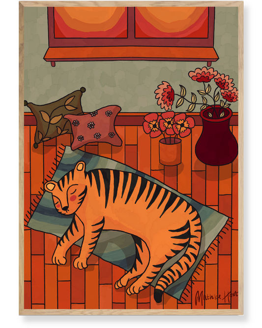 Sovende tiger - plakat til børneværelset