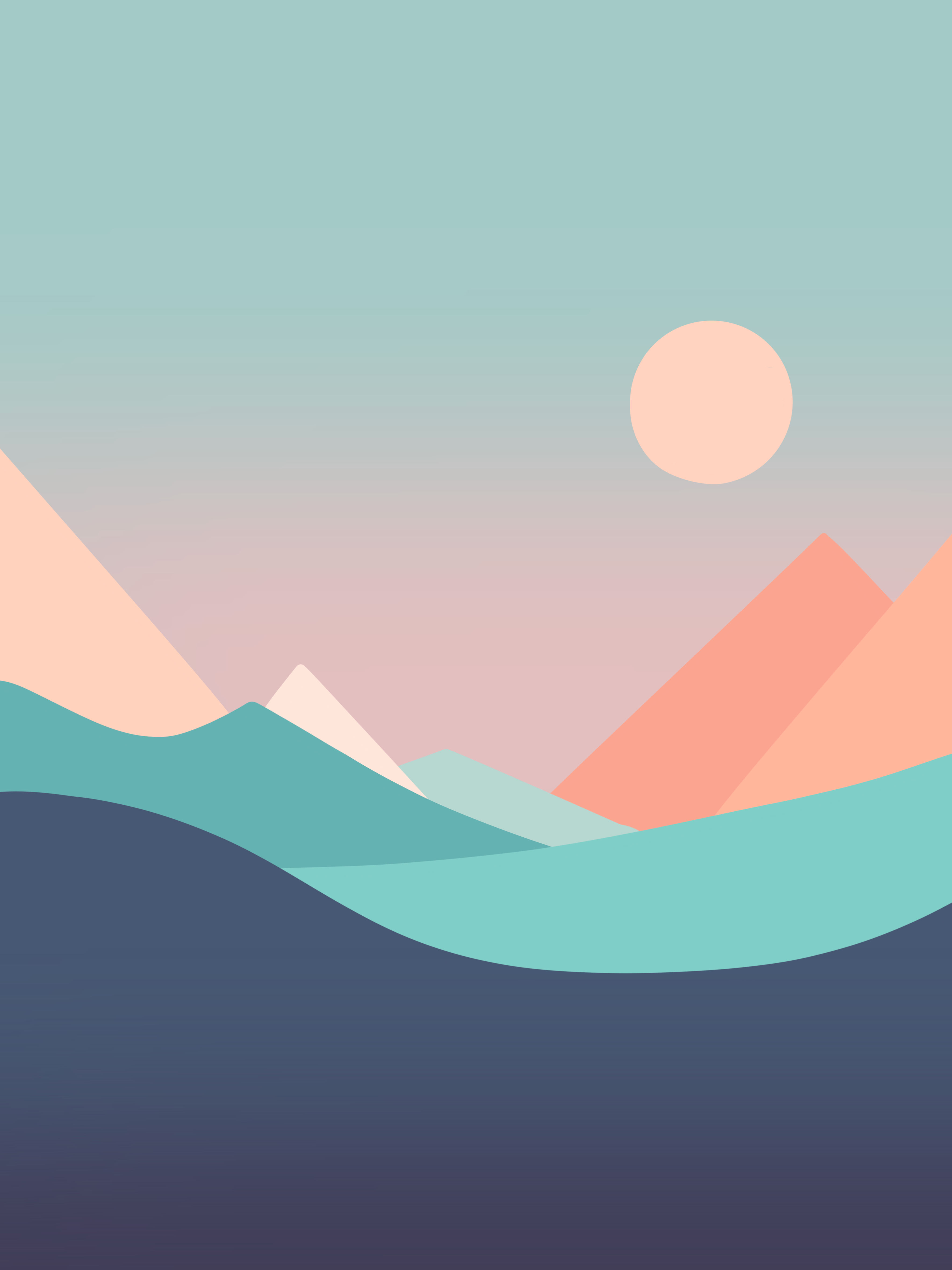 Minimalistisk bjerglandskab med solopgang og hav Nymaane
