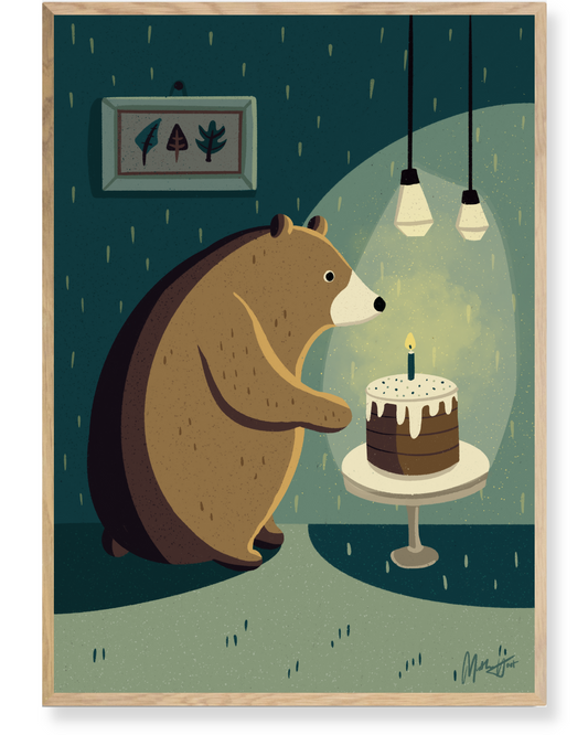 Bjørnefødselsdag - plakat til børneværelset