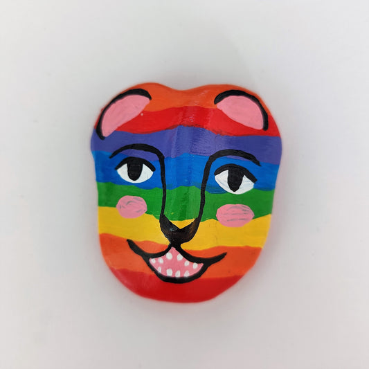 Keramikfigur #034: Regnbuetiger (Unika køleskabsmagnet) Nymaane