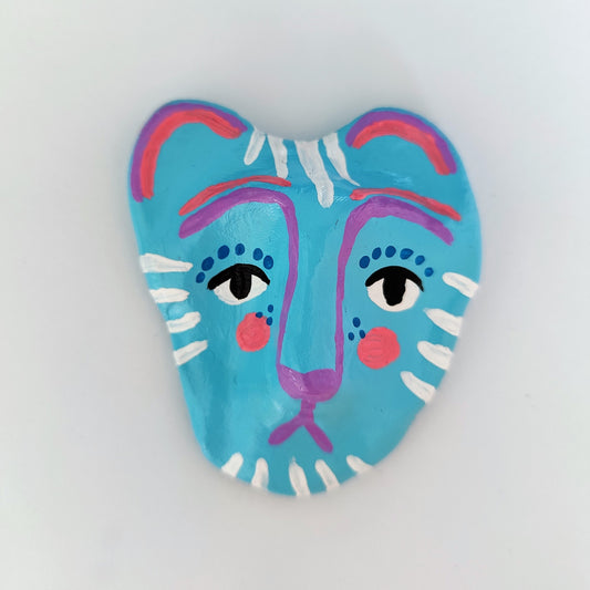 Keramikfigur #046: Blå tiger med hvide striber (Unika køleskabsmagnet) Nymaane